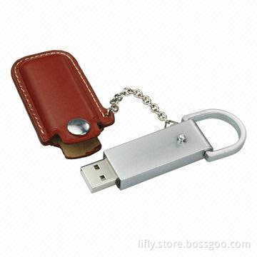 Leather case flash drives in black and brown